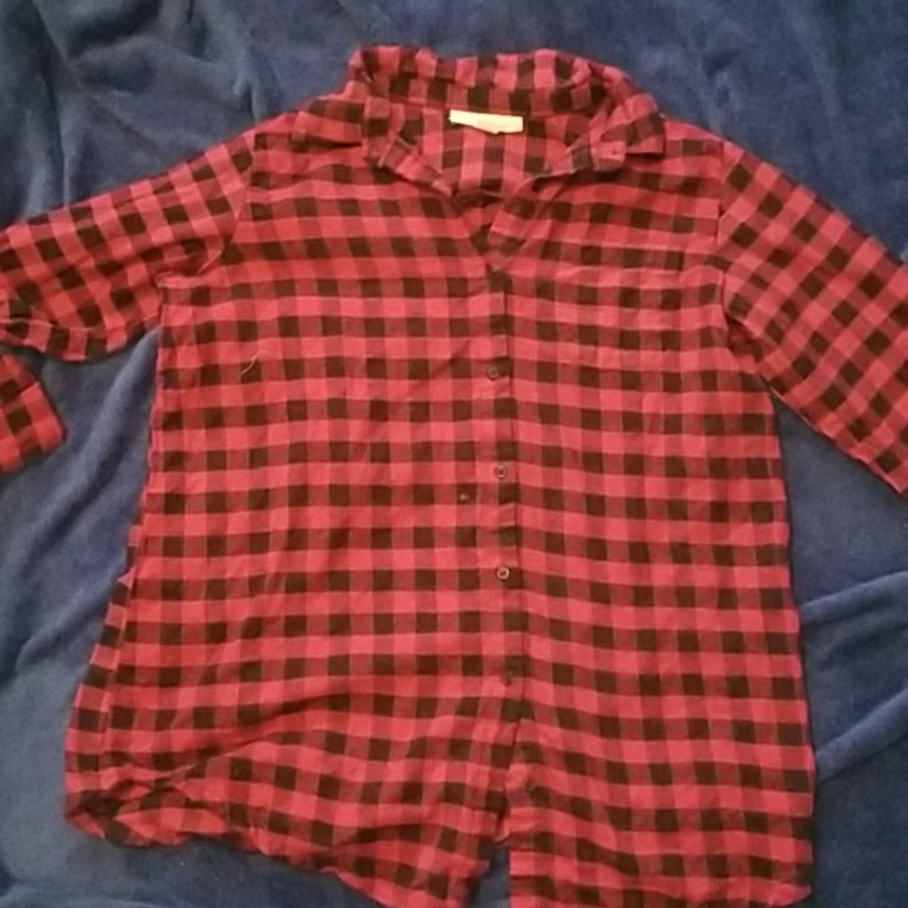 Dreams & Co~Woman Within Pink Plaid Flannel